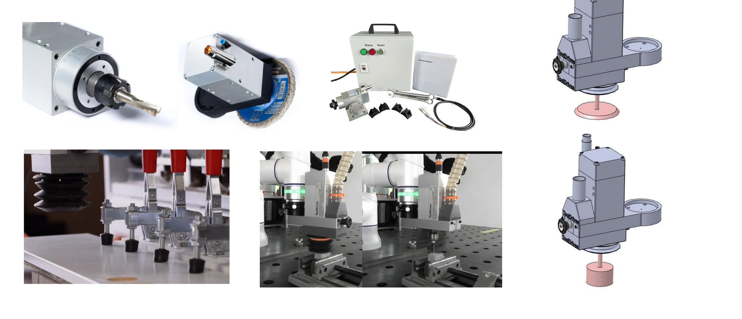 Grinding/milling head with suction unit - technical visual grid